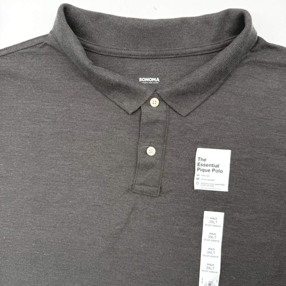 Sonoma Polo Shirt Men 3XL Tall Gray The Essential Pique Polo Short Sleeve Casual